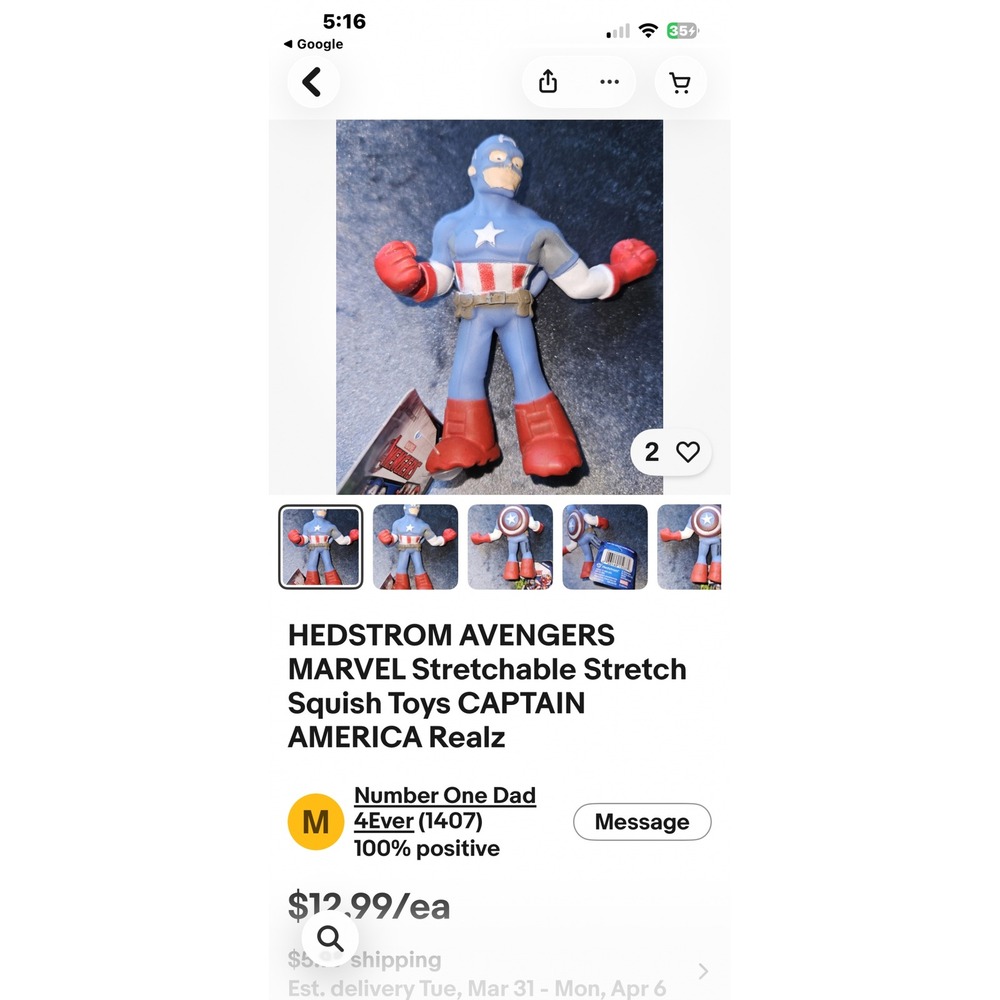 Hedstrom Avengers Marvel Stretchable Stretch Squish Toy Captain America Realz‎